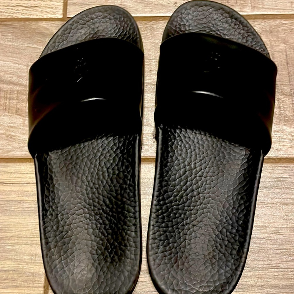 I am selling Ralph Lauren (polo) black leather pool slides.